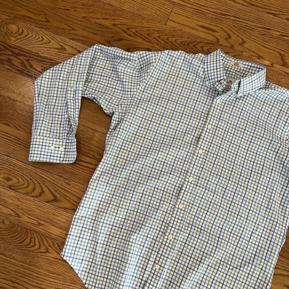 Peter Millar Mens Button Down Shirt Multicolor Plaid Long Sleeve Pocket Cotton L - Picture 2 of 16